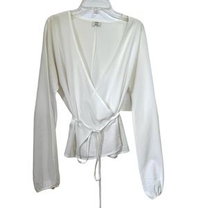 Wilfred Aritzia Lilia Wrap Tie Front Wrap Blouse Lightweight Minimalist Flowy S